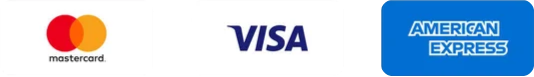 Pay by Amex, Visa, or Mastercard